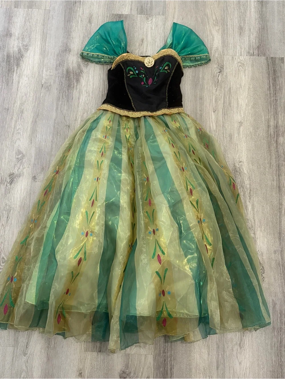 Disney Store Frozen Anna Costume Deluxe Coronation Ball Gown Dress Girls 9/10